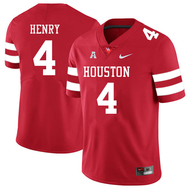 Men #4 Ta'Zhawn Henry Houston Cougars College Football Jerseys Sale-Red